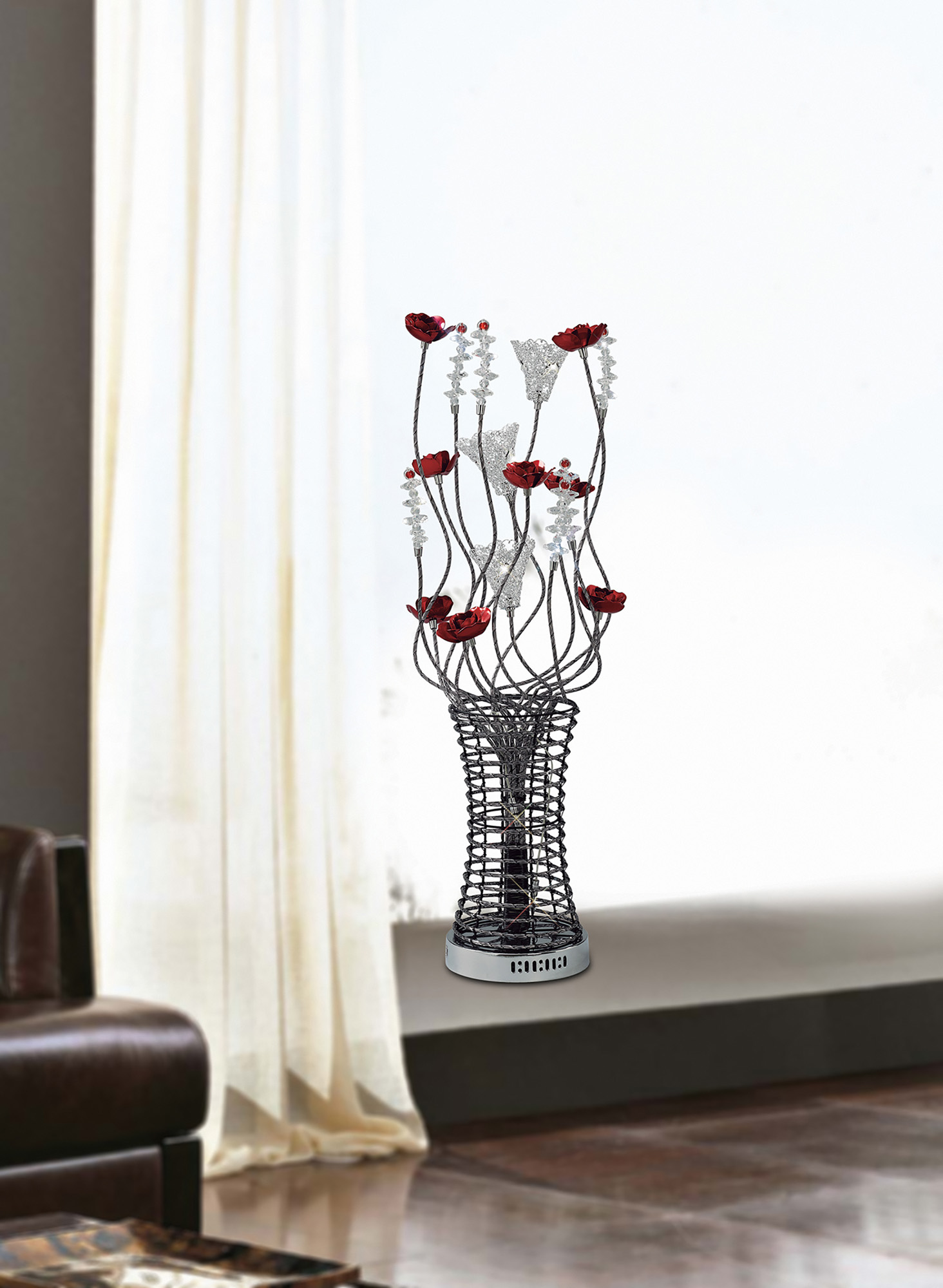 Rouge Aluminium Crystal Table Lamps Diyas Home Armed Table Lamps